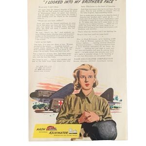 Vintage 1943 Nash Kelvinator Into My Brother’s Face Ad Advertisement